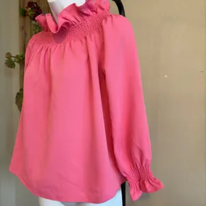 Tuckernuck Pink Off the Shoulder‎ Marguerite Blouse Ruffle Collar Women's Sz XS thumbnail 3