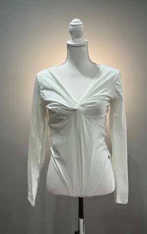 SALE! White Abercrombie & Fitch Knotted Bust Bodysuit Size XL NWT thumbnail 1