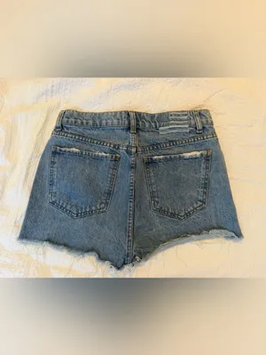 Revice Denim Ripped High-Rise Light Blue Denim Shorts thumbnail 3
