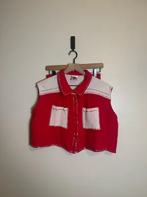 Queen of Sparkles Crimson & White‎ Gauze Top and Short Set thumbnail 3
