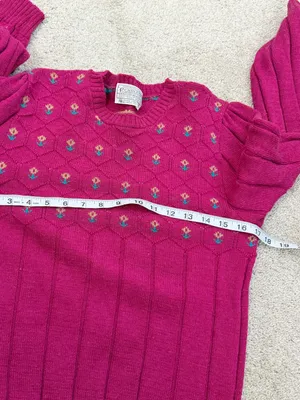 Pendleton Women’s Vintage 100% Virgin Wool Floral Sweater in Pink S thumbnail 8