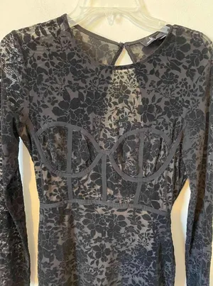 Lulu's Lace Dark Academia Goth Sexy Bodycon Mini Dress Black Size Medium thumbnail 3