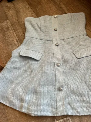 MORE TO COME Anwen Mini Dress in Baby Blue Large New Womens Tweed Aline thumbnail 9