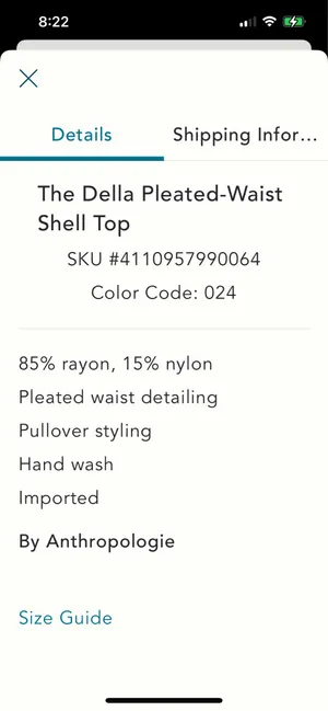 Anthropologie Della Pleated Waist Shell Top Retails $88 Size M Beige thumbnail 4