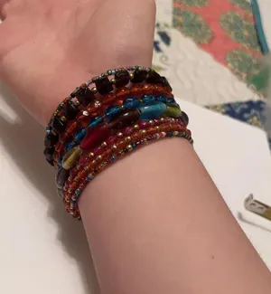 Women’s Stretchy Spiral Bracelet Cuff Beaded Multi Color Glass Bead thumbnail 4
