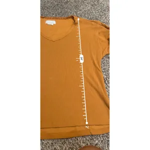 Anthropologie Mustard Orange Floral Balloon Sleeve V-Neck Thermal‎ Top Mens M thumbnail 6