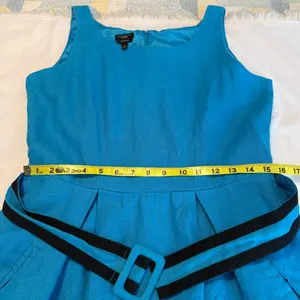 Talbots Pure Irish Linen Blue Midi Dress W/ Belt Women’s Size 10 Lined thumbnail 10