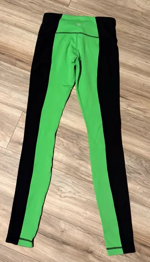 Lululemon green and black leggings size 4 36 inch length thumbnail 3