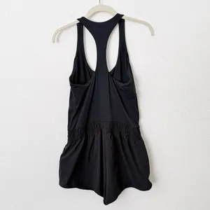 [Aerie] Offline Black Racerback Real Me Hot Stuff Romper Workout Casual Sz Large thumbnail 3