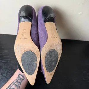 Hype Sarafina Purple Suede Kitten Heels Pointed Toe Embellished Pumps Womens 8M thumbnail 8