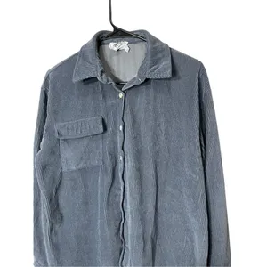 Princess Polly Blue/Gray Corduroy Button Up‎ Shacket Size 4 oversized thumbnail 2