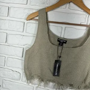 NEW Prettylittlething Plus Fringe Knit Crop Top Size US 14 thumbnail 8