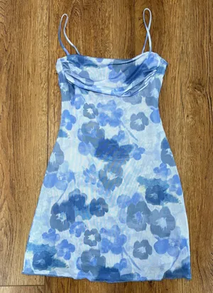 See You Monday Blue Floral Mini Dress Y2K Style Sz XS Going Out‎ Party Wedding thumbnail 1