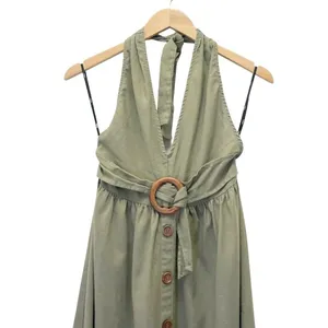 Lulus Feeling the Breeze Olive Green Buttoned Halter Backless Midi Dress Size XS thumbnail 5