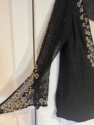 Papell Studio Silk Beaded Mini Cocktail Dress Black Size Small Embellished NWT thumbnail 6
