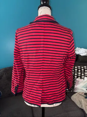 Talbots Vintage Nautical-style Striped Knit Blazer, Medium thumbnail 4