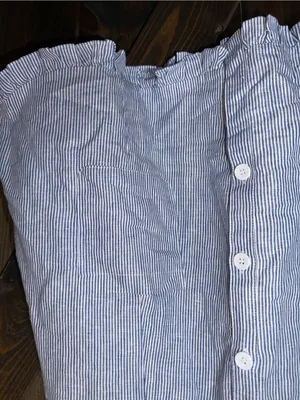 Olivaceous Becca 100% Linen Striped Shirt Dress‎ Cottagecore Preppy Coastal S thumbnail 3