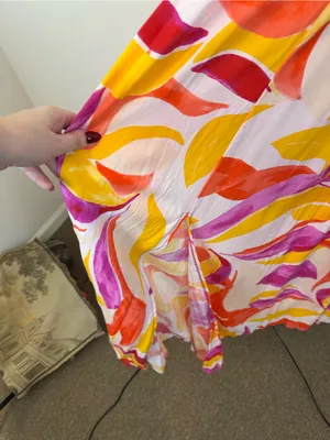 Abel the Label Orange and Pink Halter Open Back Maxi Dress Slitted Size Large thumbnail 4