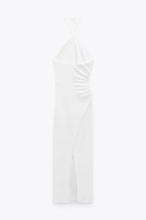 Zara Dress maxi halter cut out white wedding coctail party thumbnail 7