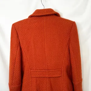 Steve by Searle Small Coat‎ Wool Italy USA Orange Textured Double Breasted VTG C thumbnail 5
