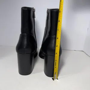 Womens Black Faux Leather Pointed Toe Block Heel‎ Ankle Boots Sz 9 Zipper Bootie thumbnail 10