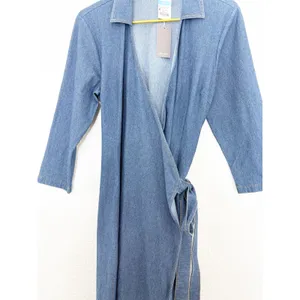 Tuckernuck J. Mclaughlin Lila Indigo Cotton Stretch Denim Wrap Dress Size Medium thumbnail 9