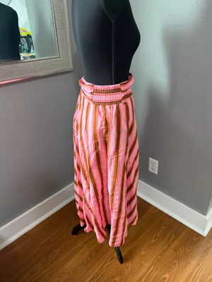 NWOT Kate Spade Linen Blend Striped Bow Old Money Coquette Tie Midi Skirt 2. thumbnail 5