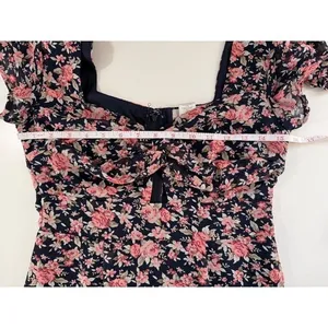 Altar'd State Floral Mini Dress Sweetheart Keyhole Cottagecore‎ Navy Pink Small thumbnail 7