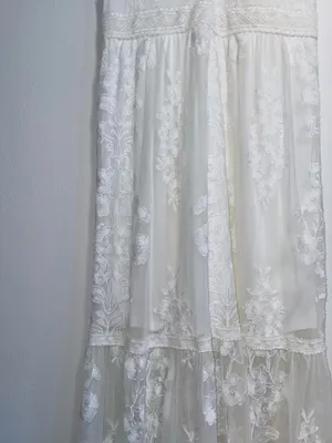 Altar’d State Nallah White Lace Maxi Dress V-neck Sheer thumbnail 4