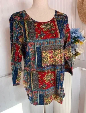 American Sweetheart Multicolored Top– Size Medium | 100% Cotton | Striped thumbnail 1