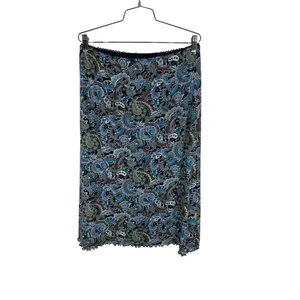 IN Studio San Francisco Paisley Midi Skirt Navy Blue Lettuce Edge XL thumbnail 6