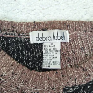 Vintage 1995 Debra Lubell Color Block‎ Knit Sweater Pockets 90s Women's Medium thumbnail 6
