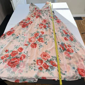 NWT Lulus Peach Pink Garden Meandering Blush Floral Chiffon Maxi Dress MEDIUM‎ thumbnail 10