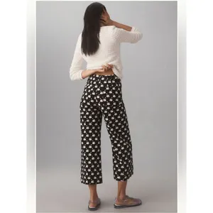 Anthropologie Maeve Colette High Rise Wide Leg Crop Pants in Magic Fabric thumbnail 3