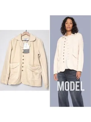 NWT Sandrine Rose Empire Canvas Jacket XS Sunflower Tan Khaki Cotton Linen Chore thumbnail 2