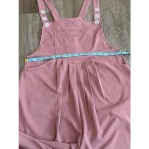 NWT Halara Adjustable Straps Pockets Waffle Casual Overalls Rose Tan Size Small thumbnail 16