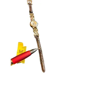 Vintage Geneva Women's Gold Watch With Intricate Band - Stainless Steel Back Lea thumbnail 8