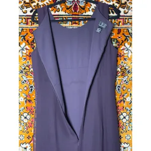 Vintage INC Dark Purple 100% Silk Floral Maxi Dress Size 12 Wedding Guest thumbnail 8