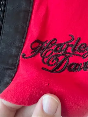 Harley Davidson Red And Black Zipper Front Tank Top Woman’s Small Y2K 12/2011 thumbnail 4