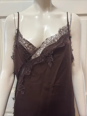 WOMAN STRAPPY SHORT SATIN ZW ASYMMETRIC LACE DRESS Size XL thumbnail 4