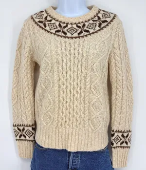Polo Ralph Lauren Cable Knit Fair Isle Wool‎ Sweater XS Nordic Sample Rare thumbnail 1