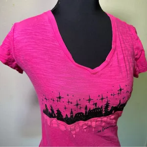 Disney Epcot Food And Wine Fest Shirt Women's XL Pink Short Sleeve V Neck thumbnail 5