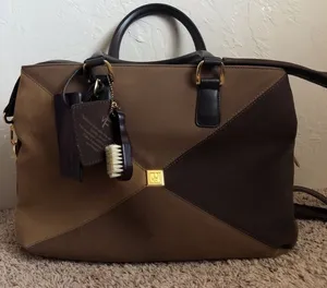DVF Brown Multi-tone Faux‎ Suede Overnight Bag thumbnail 1