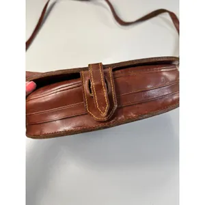 Vintage Hand‎ Tooled Leather Aztec Mayan Calendar Crossbody Saddle Bag Brown thumbnail 7