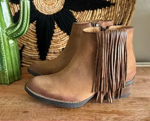 Circle G side fringe western ankle boots 6 thumbnail 1