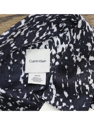 NWT Calvin Klein Midi Belted Dress Button Up Shirtdress Abstract Inkwell Blue S thumbnail 5