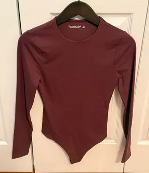 Abercrombie & Fitch Brown Long Sleeve Crewneck Bodysuit thumbnail 1