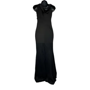 Metisu Black One Shoulder Split Fishtail Mermaid‎ Maxi Dress Size XS thumbnail 5