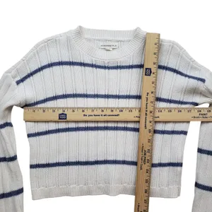 Aeropostale Striped Knit Sweater Womens XS White Blue Preppy thumbnail 5