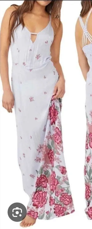 NWOT Free People Get to You Printed Maxi Dress Hydrangea Combo Size xs thumbnail 1